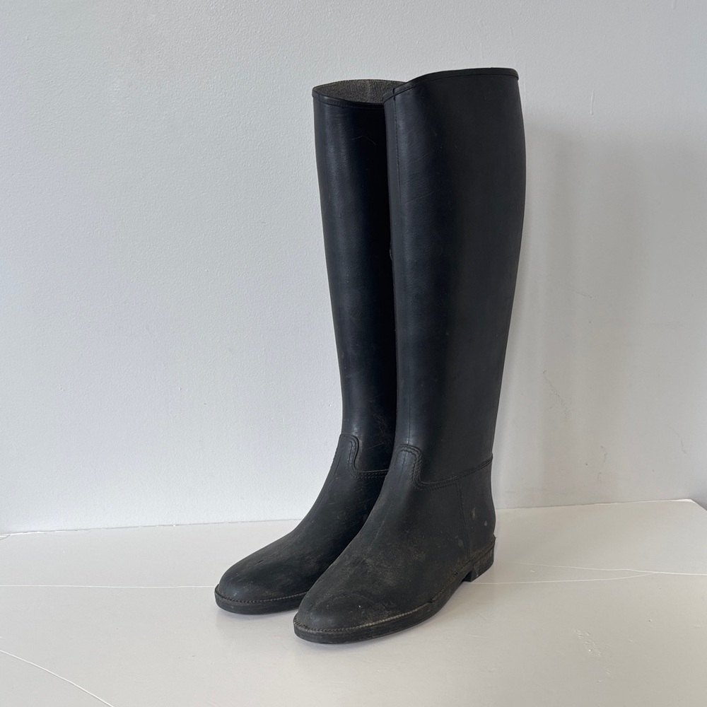 Cadett Tall Black Equestrian Rain Boots Narrow Calf Size 8